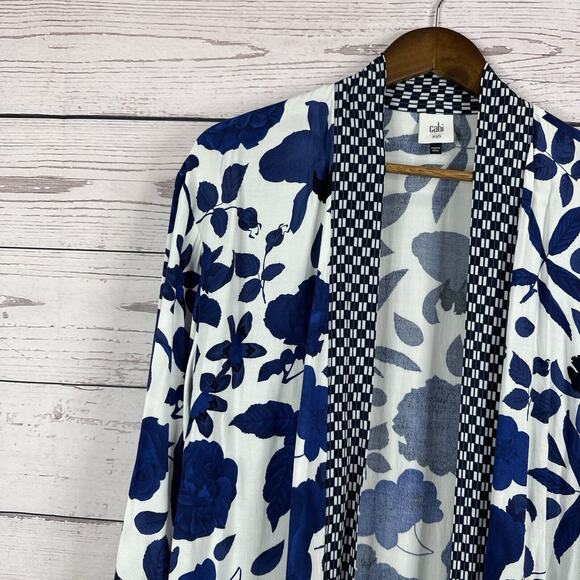 Cabi Kimono Womens Small Blue White Floral Botanical Tropical Light Weight 5661 - Picture 5 of 13